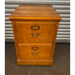 Vintage wooden 2 drawer filing cabinet on wheels, approximate measurements Height 31.5 inches, Width