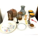 Large selection of miscellaneous to include poole, vases, egg timers etc