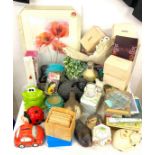 Selection of new items to include wooden money boxes, Kenzo perfume, ornaments etc