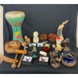 Large selection of miscellaneous to include glass animal figures, wooden items, goebel bird,