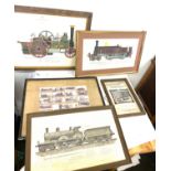 Large selection of frames vehicle prints/ cigarette cards etc largest measures approx 20 inches by