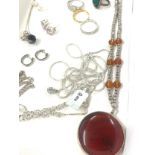 Selection of vintage and later silver jewellery pieces to include rings, earrings, bracelets, (Amber