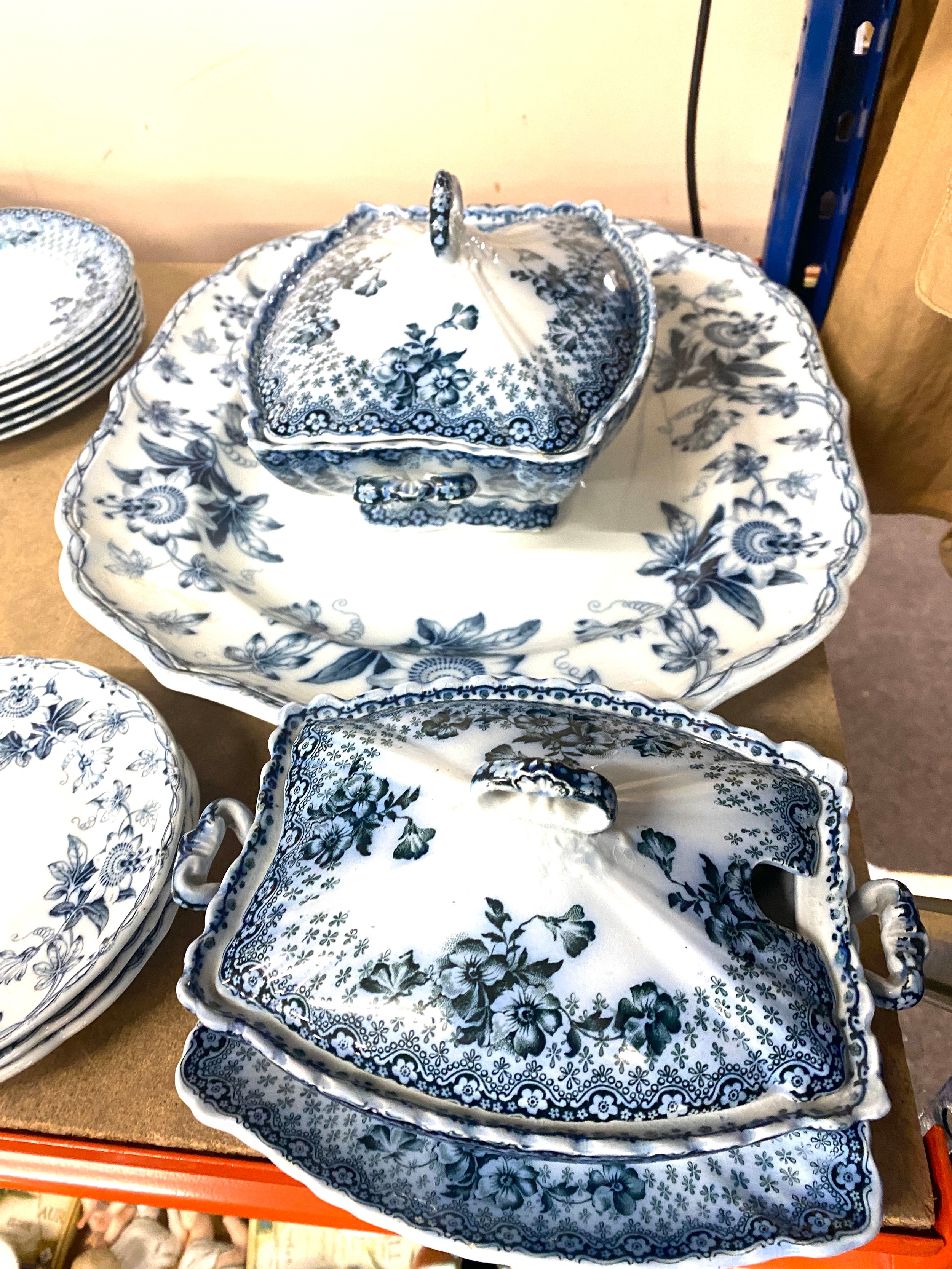 Large selection of blue and white pottery to include meet plates, Tureens etc - Image 2 of 7