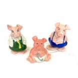 3 Natwest pigs with original stoppers, Baby, daughter, brother, good overall condition