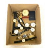 Box of assorted wrist watches, pocket watches and movements etc