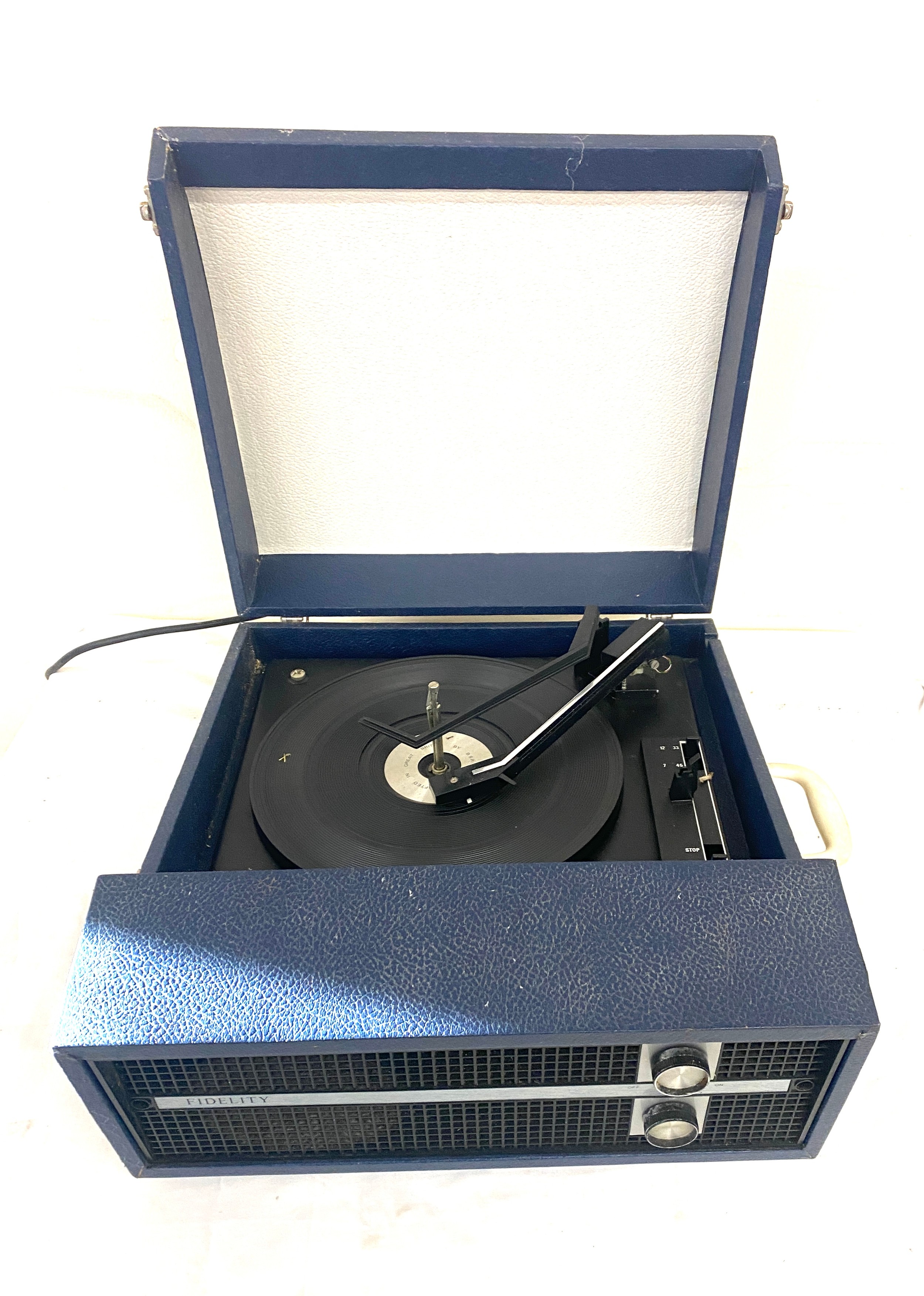 Vintage cased Fidelity BSR cased record player, untested