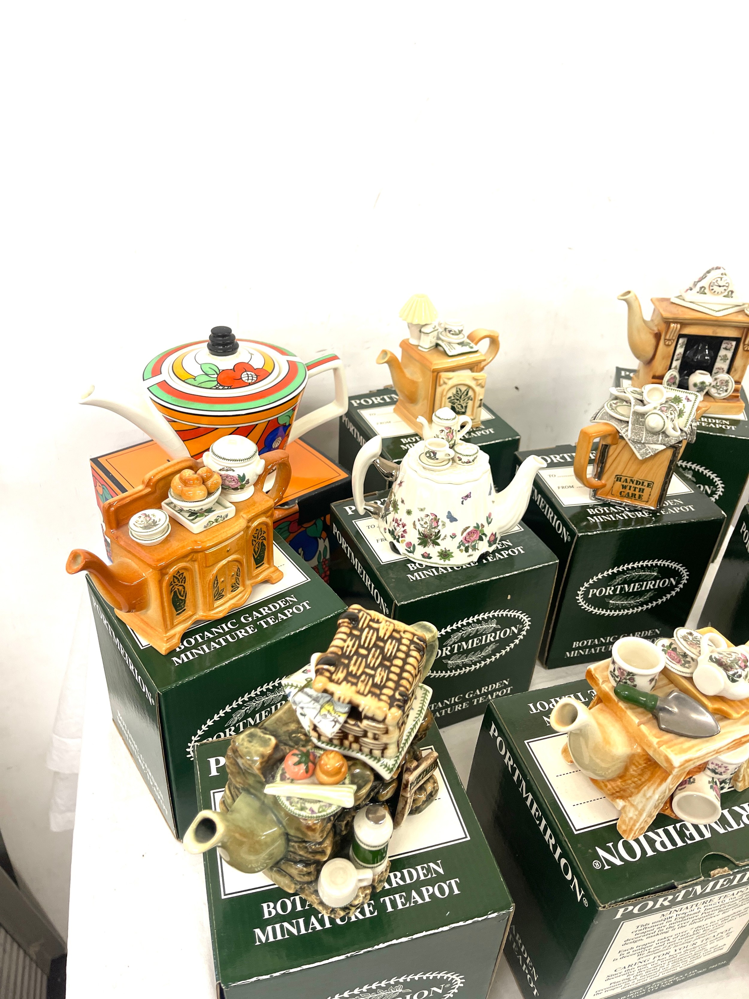 Selection of tea pots to include eight boxed Portmeirion miniature tea pots, Sandler tea pot and a - Image 2 of 7