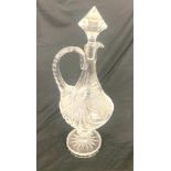 Vintage cut glass claret jug by Veritable cristal height approx 18 inches