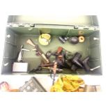 Vintage action man ammo box with contents to include action man figure, clothes etc