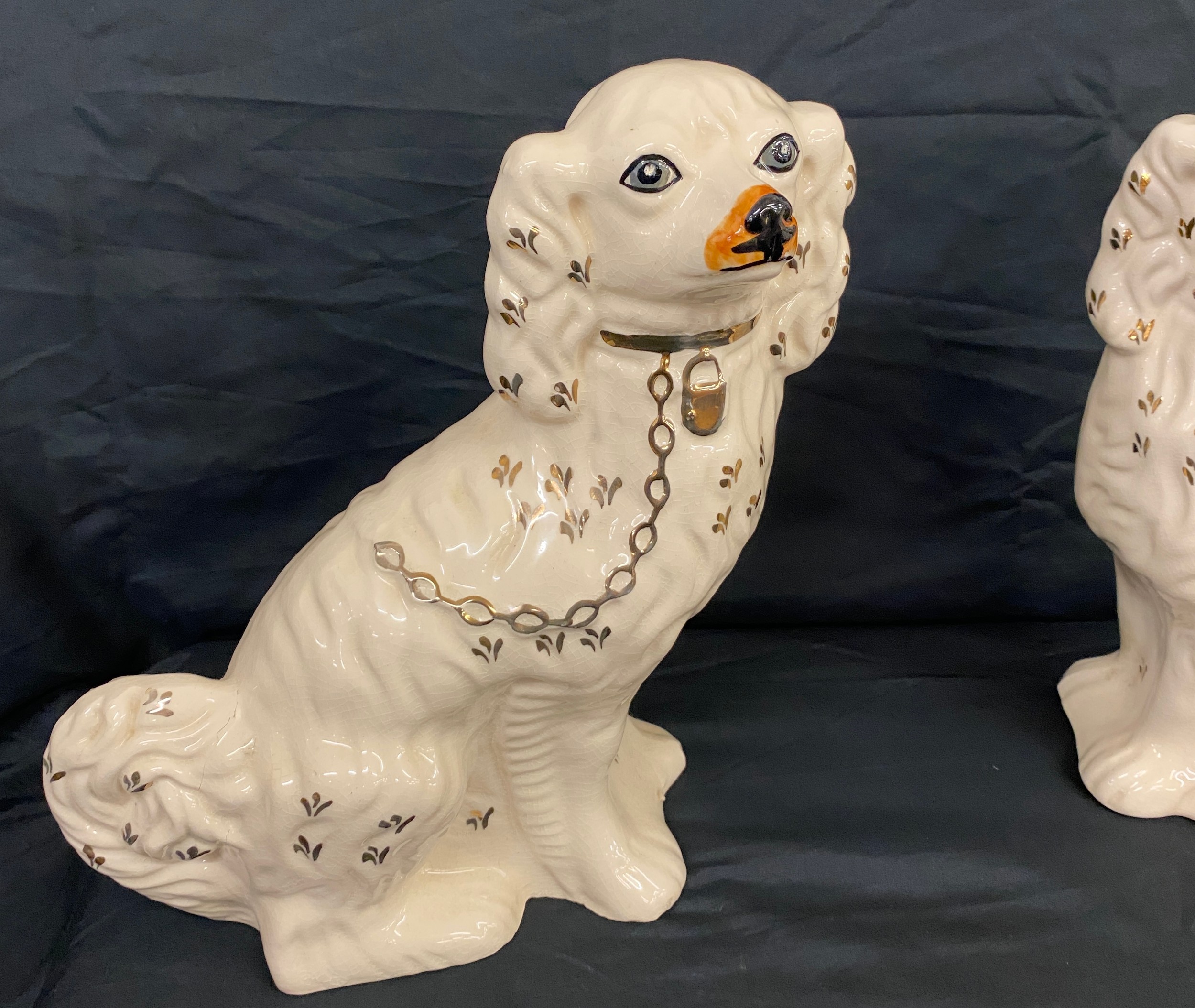 Pair vintage Staffordshire dogs, approximate height 12 inches - Image 2 of 5