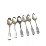 6 georgian scottish silver tea spoons worn condition