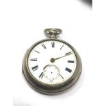 Antique silver pair case fusee pocket watch the watch is not ticking no glass missing hand