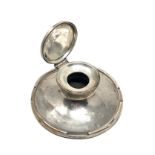 Antique silver inkwell measures approx 11.5cm dia birmingham silver hallmarks no glass ink liner