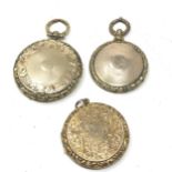 3 x 9ct back & front gold vintage pocket watch conversion lockets (33.5g)