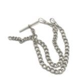 Antique silver double albert watch chain weight 41g