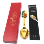 Original boxed Danish 2001 silver & enamel A.Michelson christmas spoon