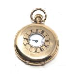 Waltham u.s.a rolled gold half hunter pocket watch balance wheel is free and movement is escaping