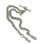 Antique silver double albert watch chain weight 28g