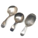 3 Antique silver tea caddy spoons