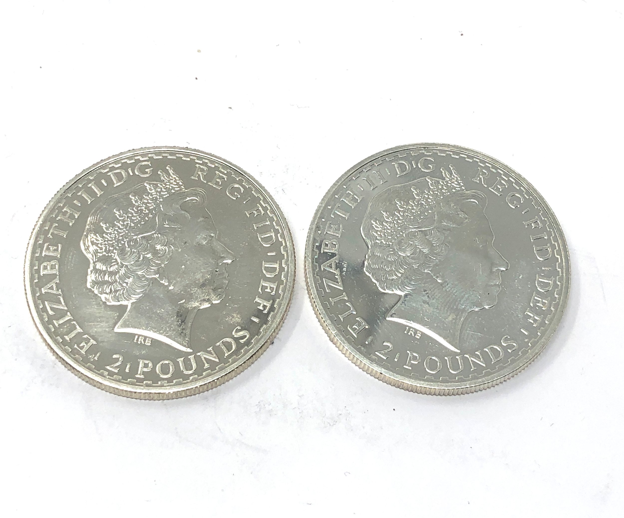 2 x 1 oz fine silver britannia 2008 & 2003 - Image 2 of 2