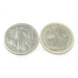 2 x 1 oz fine silver britannia 1998 & 2001
