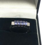 9ct white gold diamond & tanzanite ring weight 2.5g