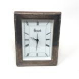 Harrods hallmarked silver mantle / desk clock the clock is working