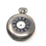 silver half hunter waltham pocket watch the watch is ticking front case hinge loose sprained needs