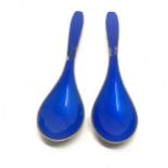 2 silver enamel spoons by J.TOSTRUP enamel wear