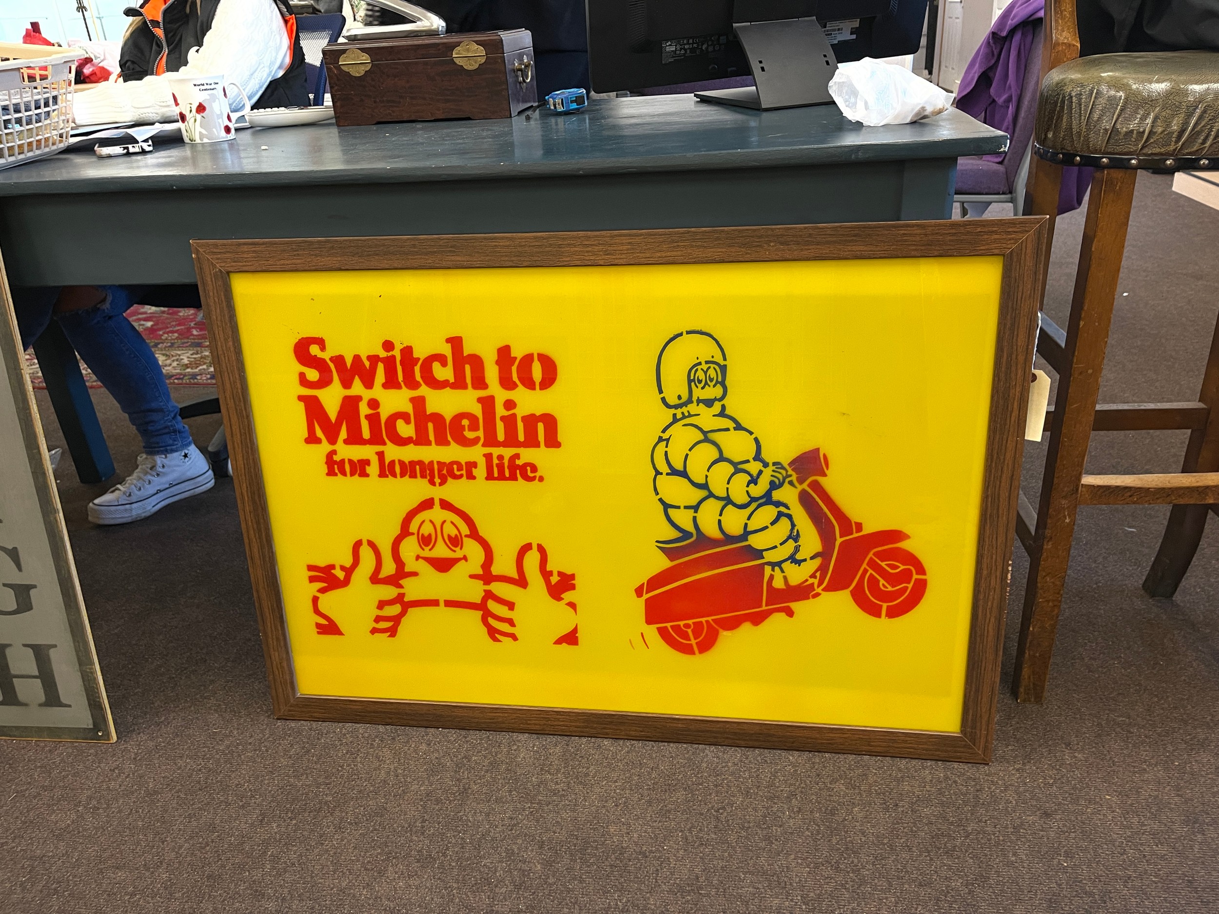 Framed advertising Switch to Michelin for longer life sign measures approx 27 inches 39 inches - Image 4 of 4