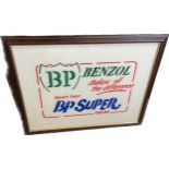 Framed advertising BP Benzol makes all the difference BP Super feeling sign frame measures approx 24