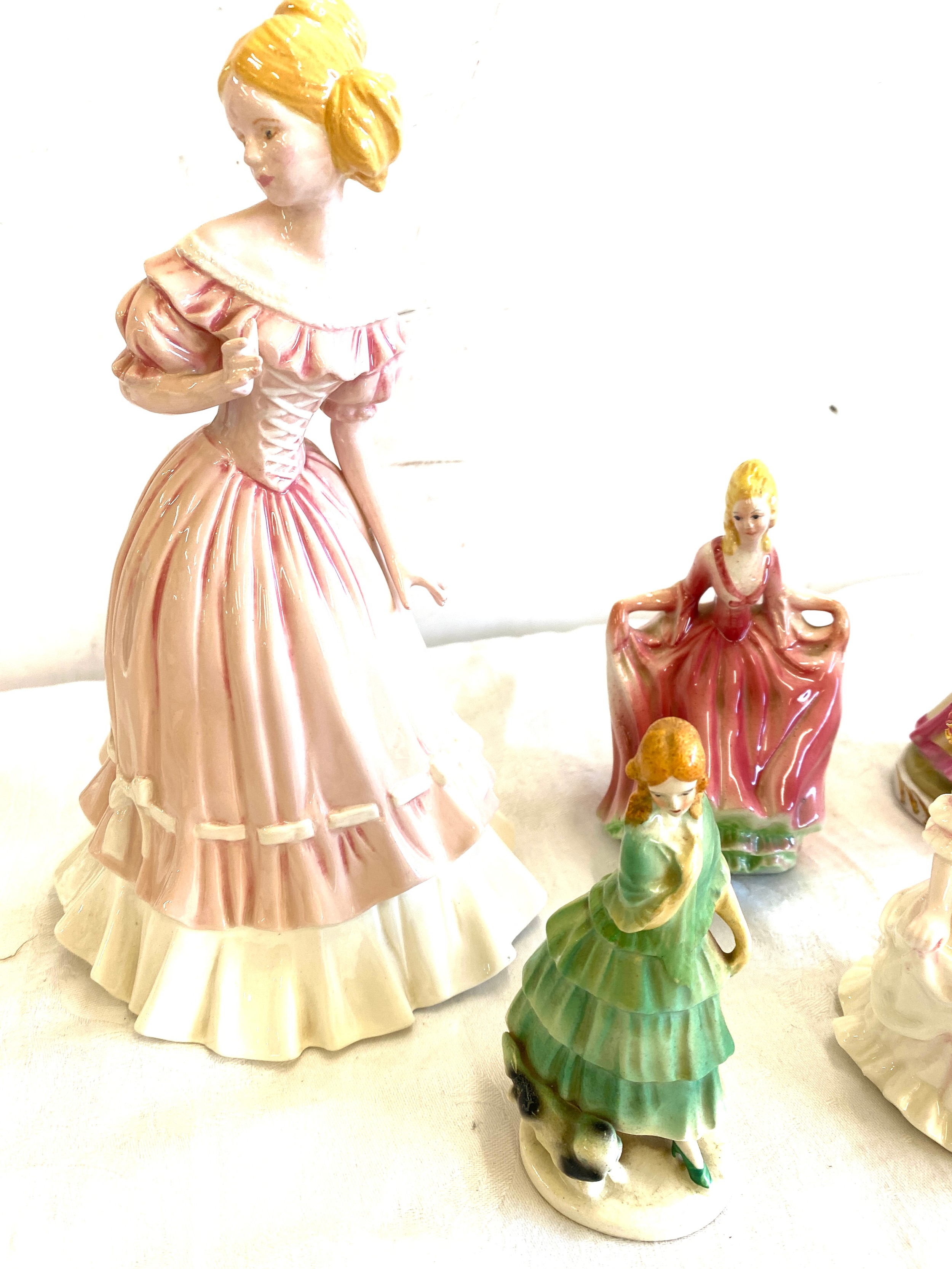 Selection of 5 vintage lady figures includes Royal Doulton Bridesmaid etc - Image 2 of 6