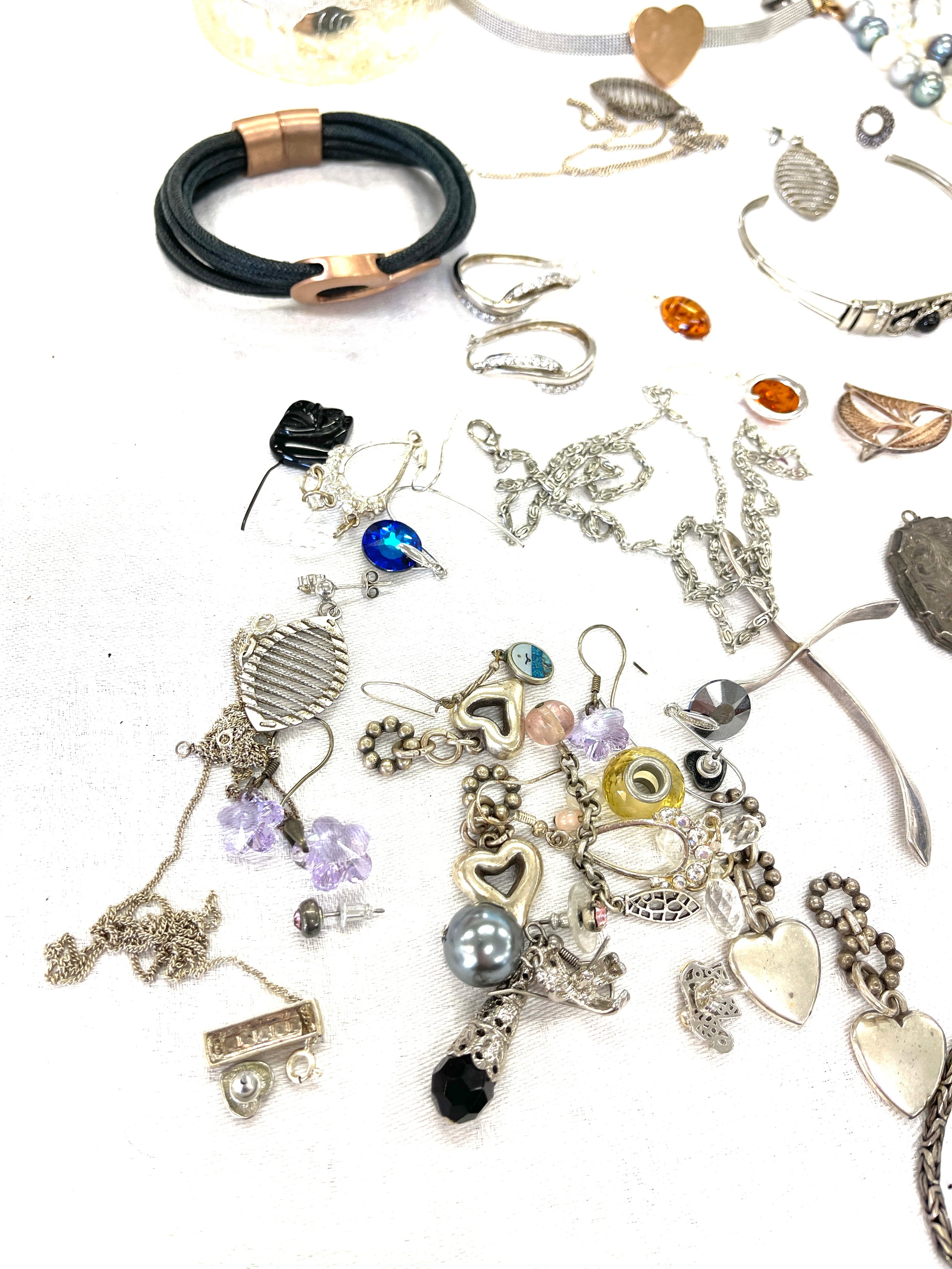 Large selection of silver and costume jewellery includes stone set earrings, bracelets etc - Image 2 of 5