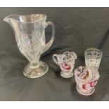 Selection of glassware to include jug, whisky glass etc