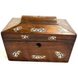 Vintage tea caddy with mother of pearl detailing