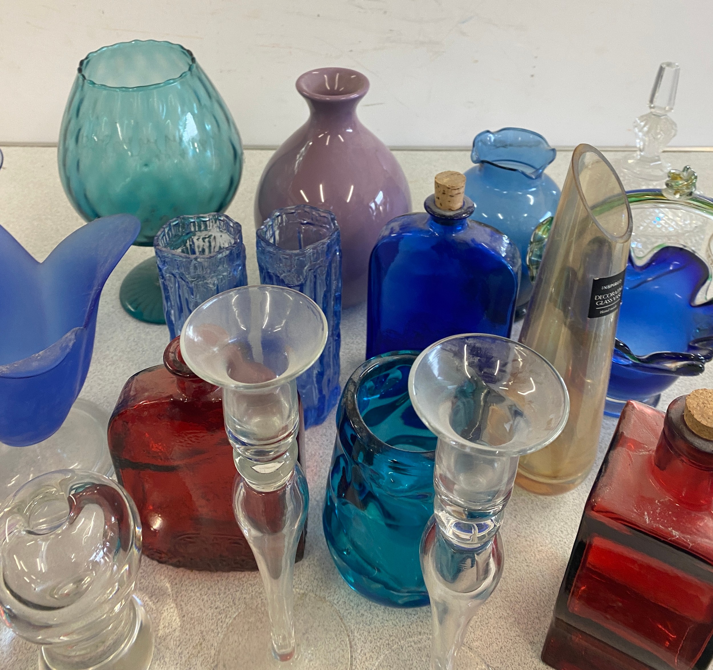 Large selection of assorted glass ware includes Coloured glass, Vases etc - Image 2 of 5