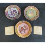 Selection of 4 Chinese dragon collectable plates include Royal Worcester The azure dragon, The Red