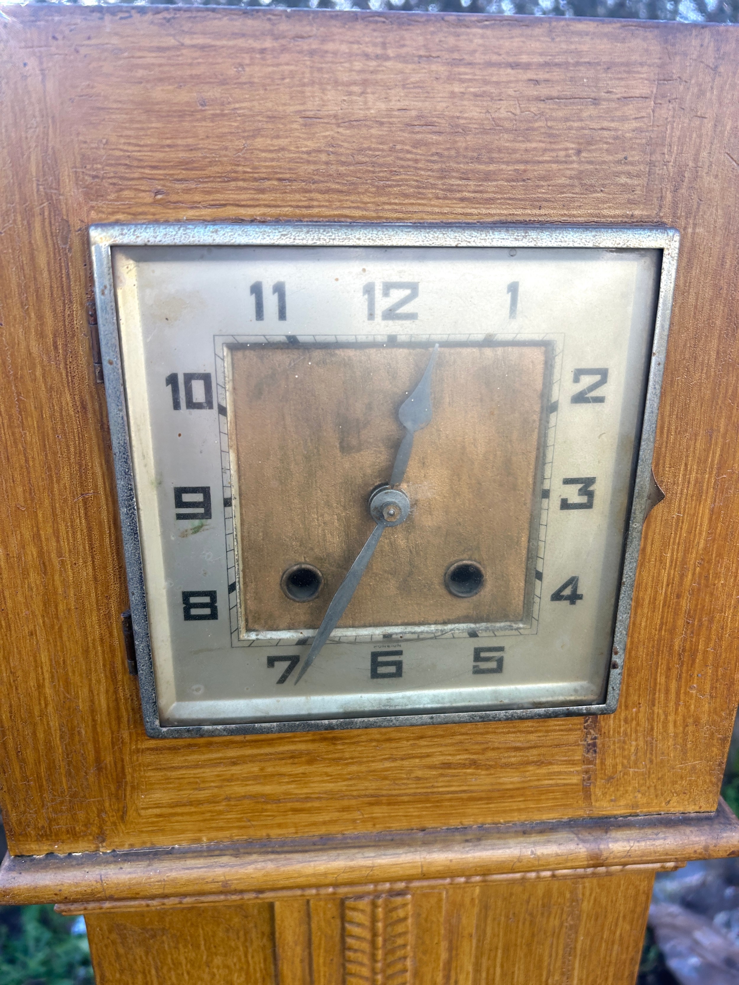 Grand daughter oak clock, 2 keyhole with key, approximate height 58 inches - Image 2 of 3