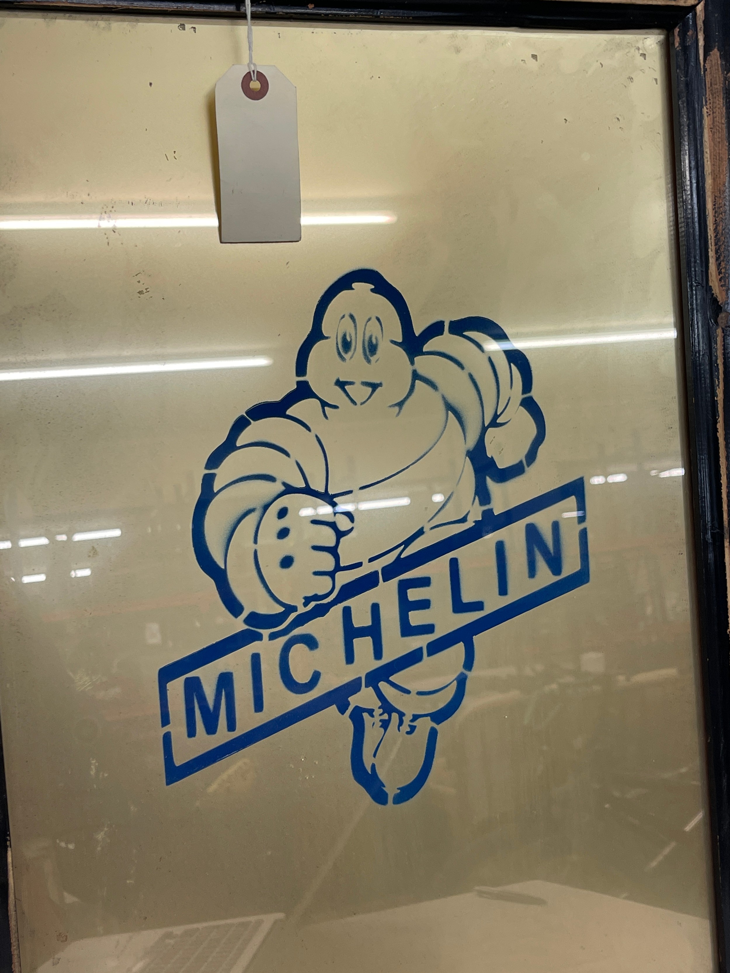 Framed glass advertising Michelin man, frame measures approx 25 inches by 19 inches - Image 2 of 3