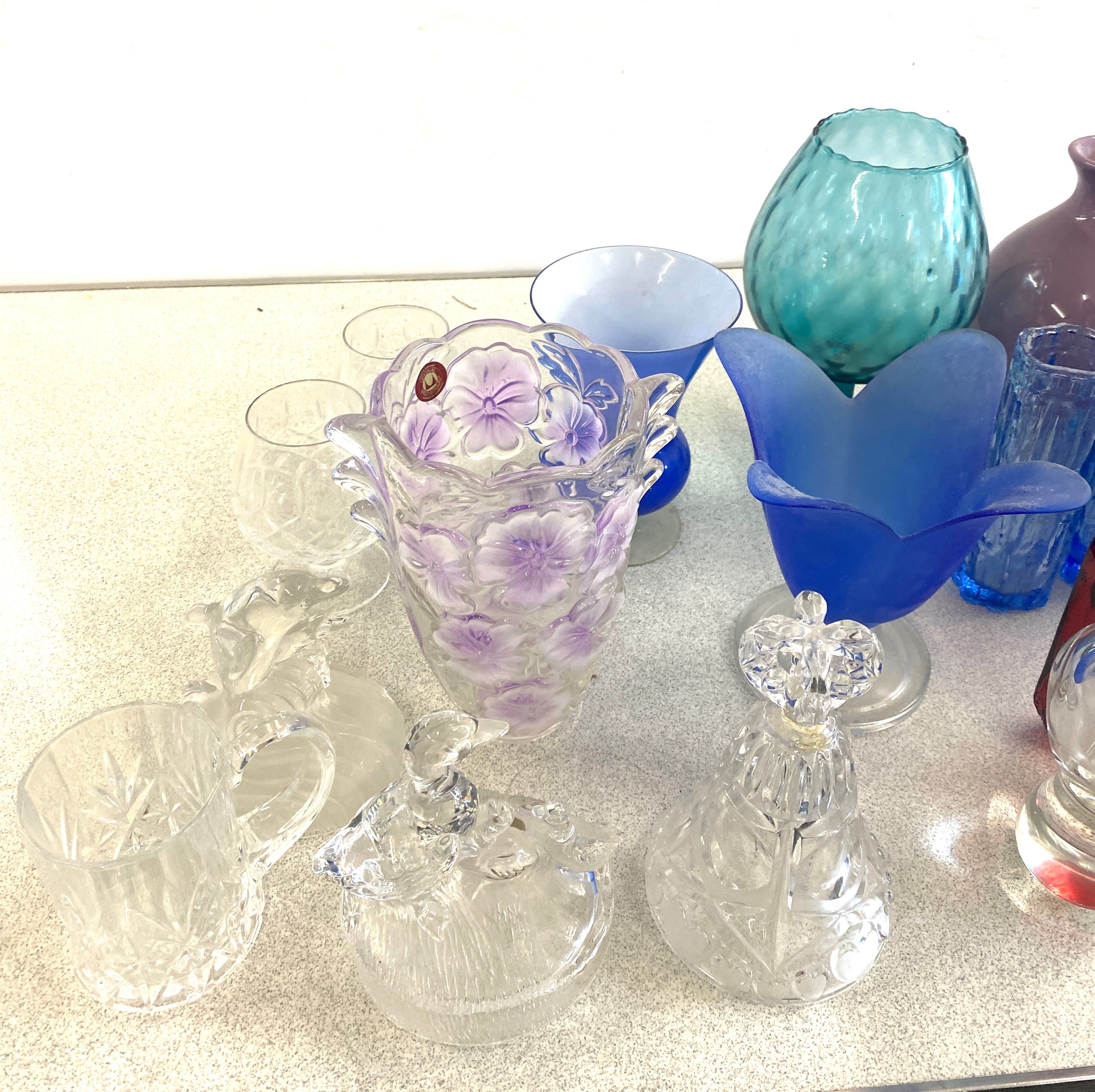 Large selection of assorted glass ware includes Coloured glass, Vases etc - Image 4 of 5