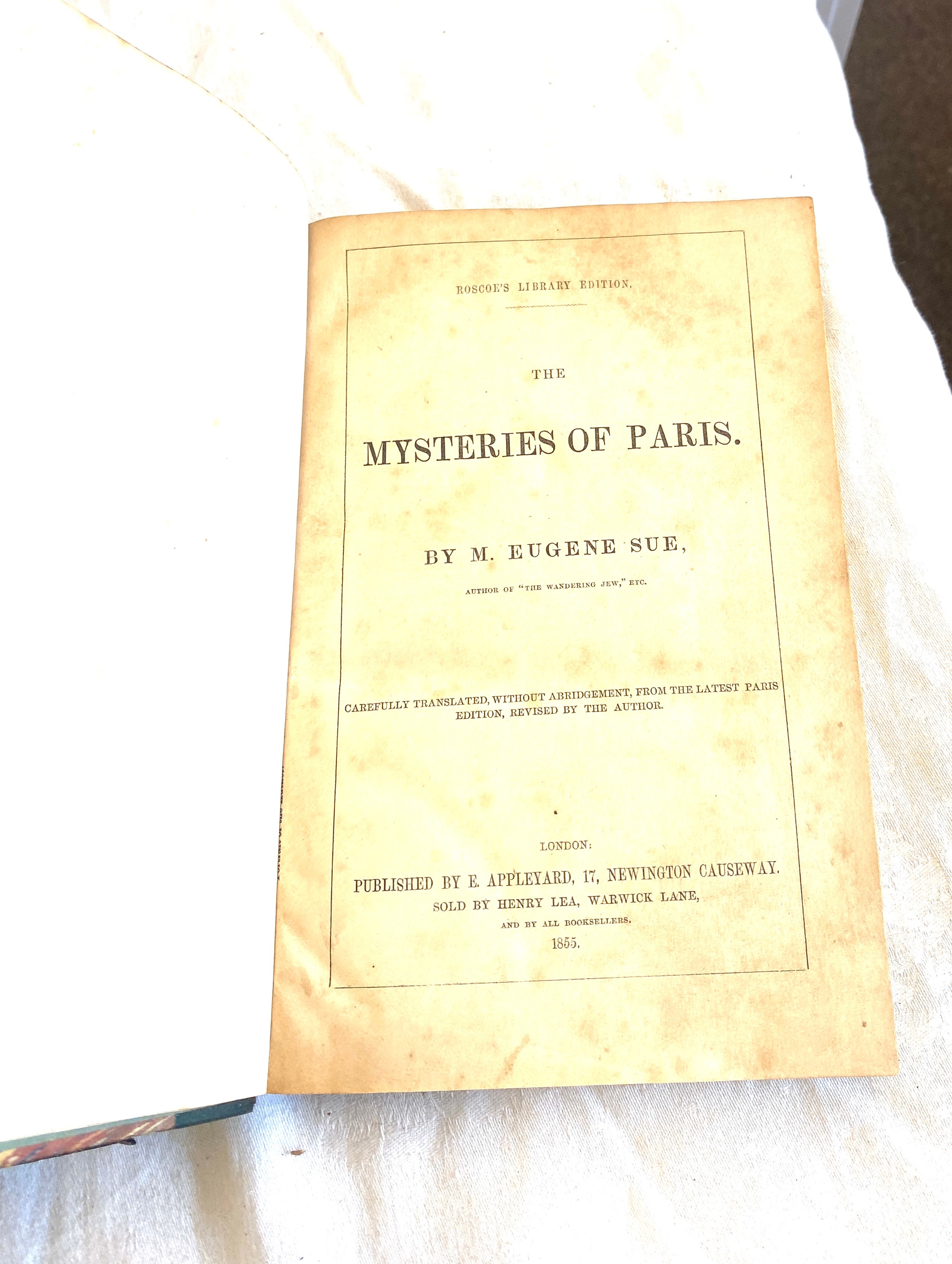 Large antique holy Bible and a The Mysteries of Paris by M. Eugene Sue - Image 2 of 6