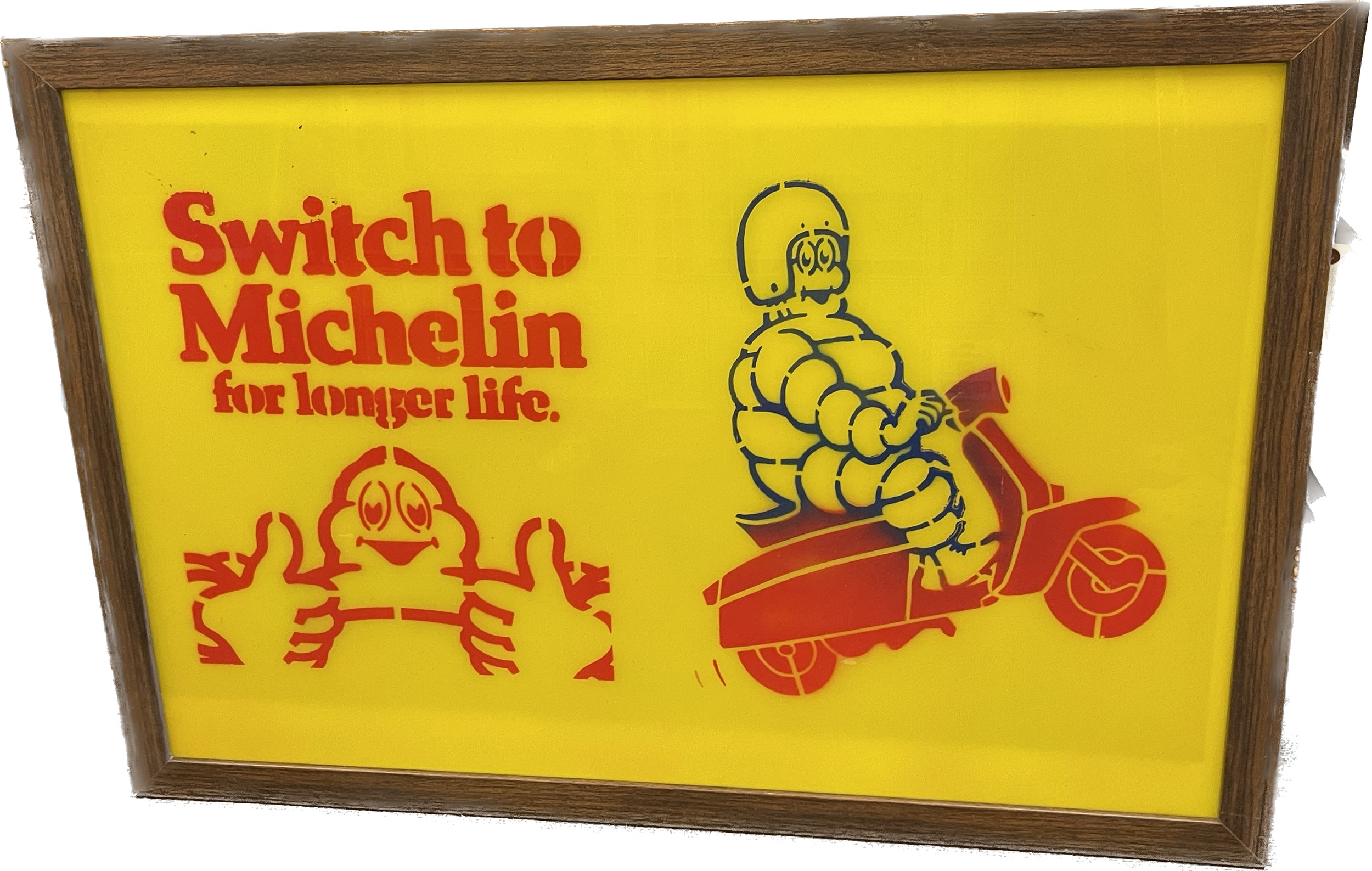 Framed advertising Switch to Michelin for longer life sign measures approx 27 inches 39 inches