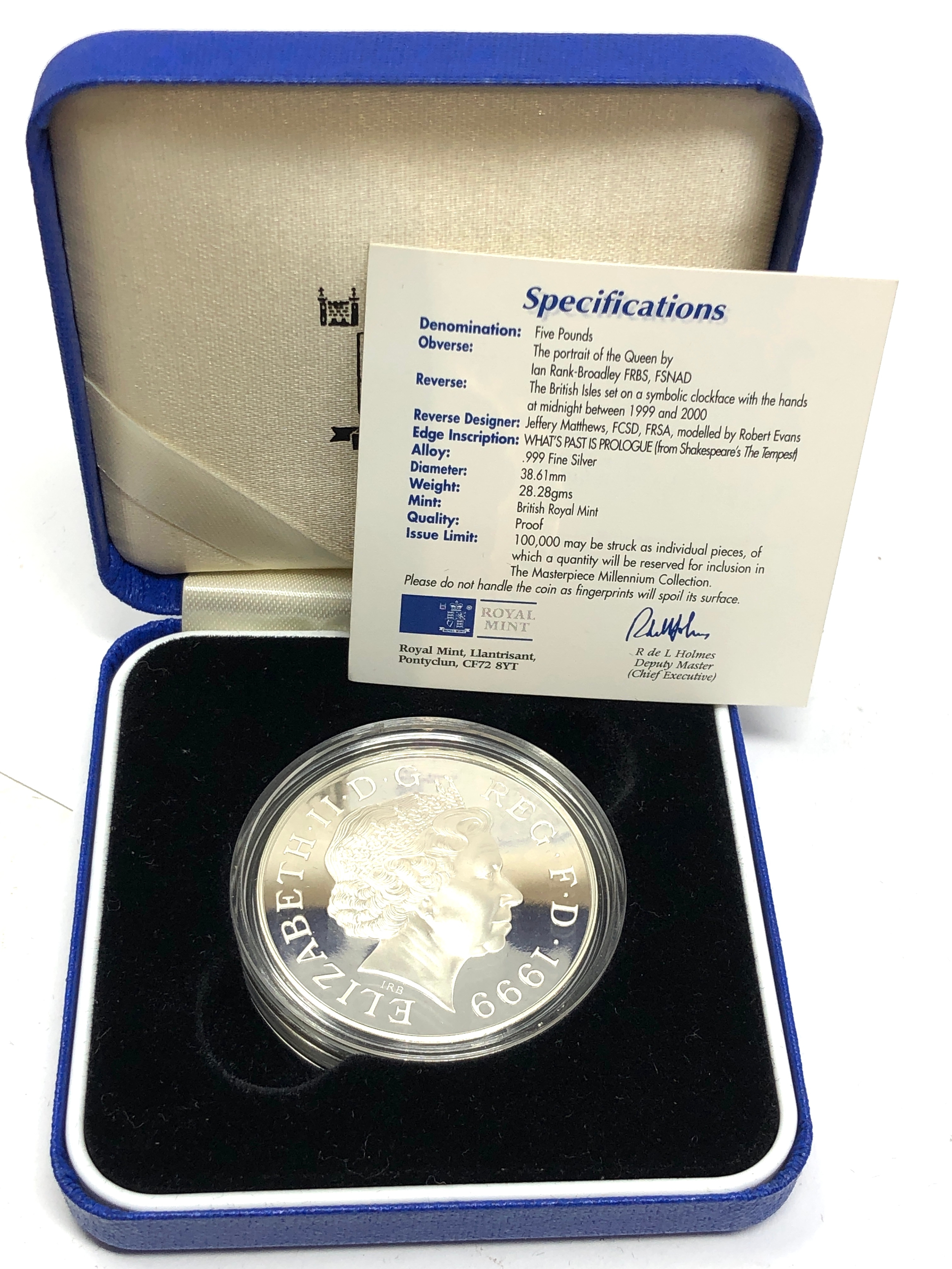 Boxed Royal mint 2000 millennium silver proof five pounds - Image 2 of 2