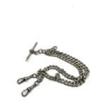 Antique silver double albert pocket watch chain weight approx 42g