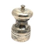 Large silver pepper mill London silver hallmarks measures approx height 10.5cm by 6cm dia