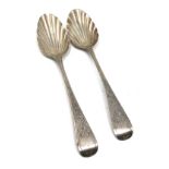 Pair of 18th century silver serving spoons each spoon measures appx 22cm long weight 120g