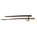Antique French 1873 Chassepot sword bayonet with scabbard