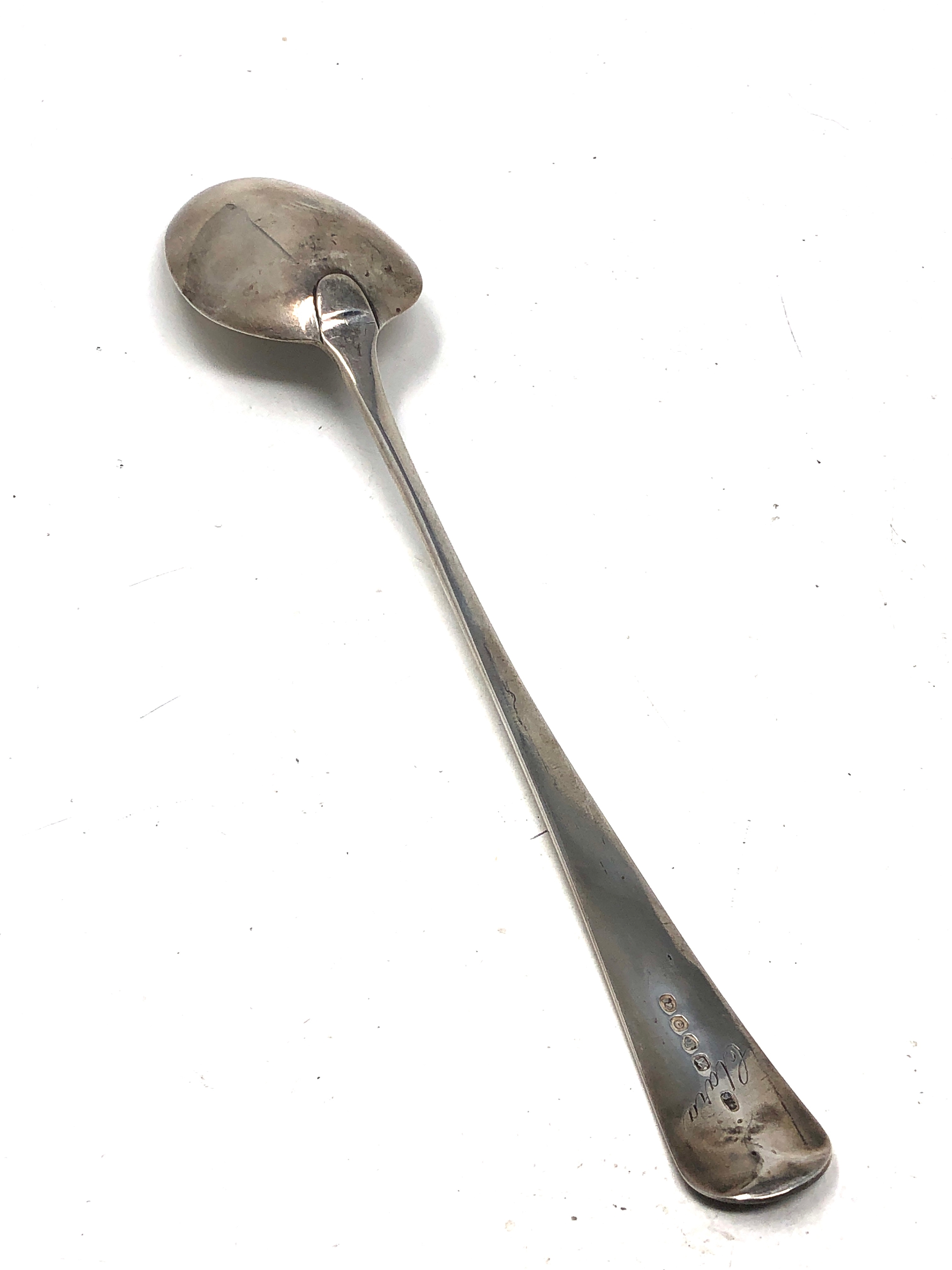 Antique georgian silver basting spoon measures approx 30cm long London silver hallmarks - Image 2 of 3