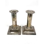 Pair of antique silver candlesticks measure approx 13cm tall Sheffield silver hallmarks