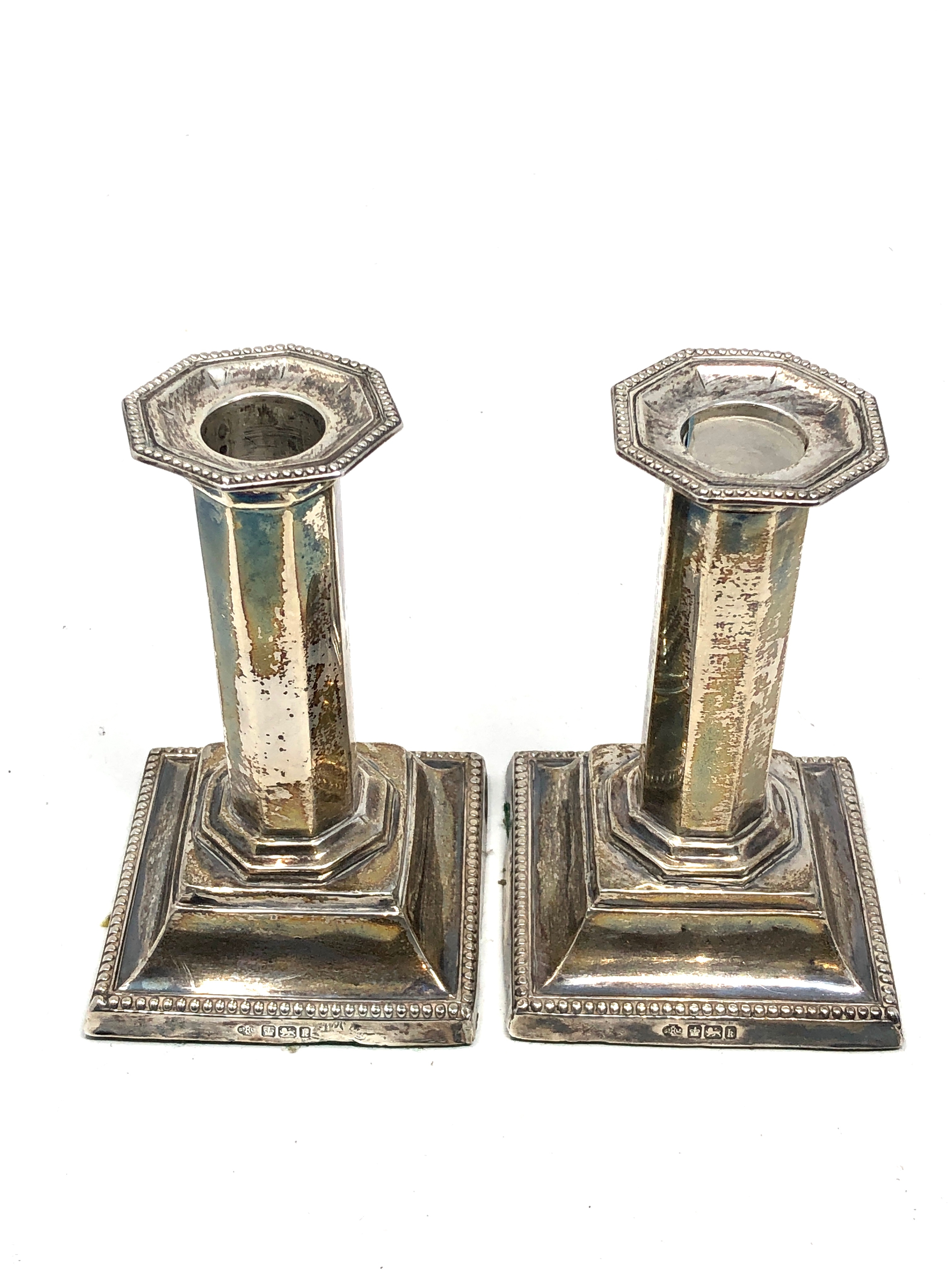 Pair of antique silver candlesticks measure approx 13cm tall Sheffield silver hallmarks - Image 2 of 6